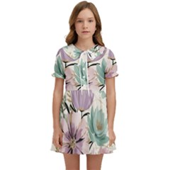 Flowers Pattern Floral Kids  Sweet Collar Dress by Sabxi