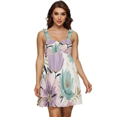 Flowers Pattern Floral Ruffle Strap Babydoll Chiffon Dress by Sabxi