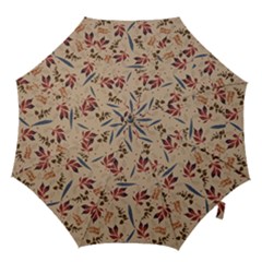 Leaves Pattern Teal Seamless Fall Hook Handle Umbrellas (large) by Sabxi