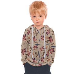 Leaves Pattern Teal Seamless Fall Kids  Overhead Hoodie by Sabxi