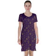 Moon Stars Pattern Short Sleeve Nightdress by Sabxi