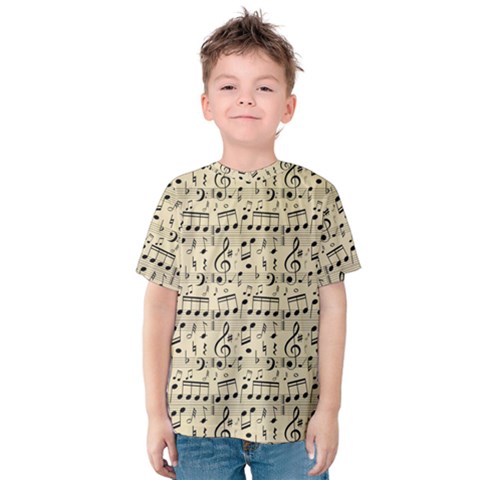 Music Melody Notes Sheet Music Kids  Cotton T-shirt by Sabxi