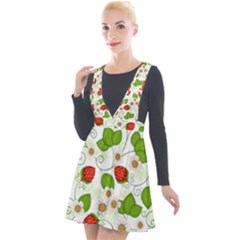 Strawberry Fruit Pattern Leaves Plunge Pinafore Velour Dress by Sabxi