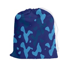 Blue Camouflage Pattern Drawstring Pouch (2xl) by kyorashop23