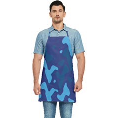 Blue Camouflage Pattern Kitchen Apron by kyorashop23
