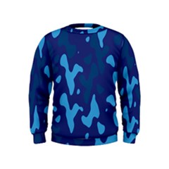 Blue Camouflage Pattern Kids  Sweatshirt by kyorashop23
