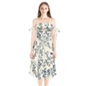 Blue Vintage Background Shoulder Tie Bardot Midi Dress View1