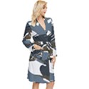 Blue Winter Camouflage, Military Camouflage Long Sleeve Velvet Robe View3