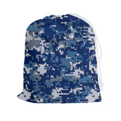 Blue, Camouflage, Cool, Navy, New, Pattern Drawstring Pouch (2xl) by kyorashop23