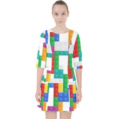 Colorful Bricks, Bricks, Colorful Quarter Sleeve Pocket Dress by kyorashop23