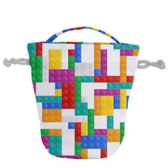 Colorful Bricks, Bricks, Colorful Drawstring Bucket Bag by kyorashop23