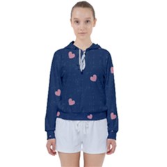 Corazones, Blue, Pattern Women s Tie Up Sweat by kyorashop23