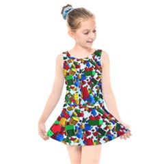 Falling Lego Bricks, Desenho, Fall, Games Kids  Skater Dress Swimsuit by kyorashop23