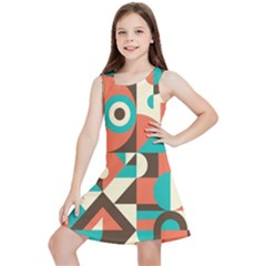 Retro Colorful Background, Retro Abstraction Kids  Lightweight Sleeveless Dress by kyorashop23