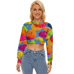Umbrella, Colorful, Positive, Sky, Rainbow Lightweight Long Sleeve Sweatshirt by kyorashop23