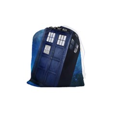 Tardis Doctor Who Space Blue Drawstring Pouch (medium) by Cemarart