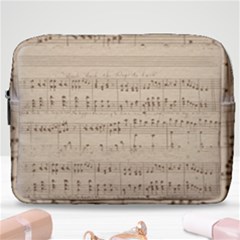 Vintage Beige Music Notes Make Up Pouch (large) by Cemarart