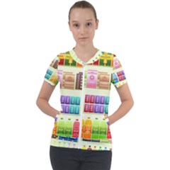 Supermarket Shelf Products Snacks Short Sleeve Zip Up Jacket by Cemarart
