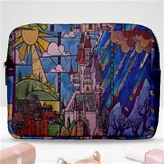 Castle Building Stained Glass Make Up Pouch (large) by Cemarart