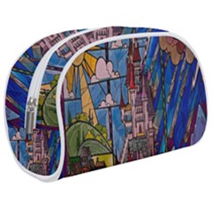 Castle Building Stained Glass Make Up Case (medium) by Cemarart