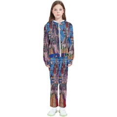 Castle Building Stained Glass Kids  Tracksuit by Cemarart