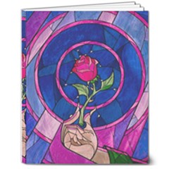 Enchanted Rose Stained Glass 8  X 10  Softcover Notebook by Cemarart