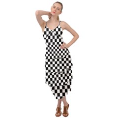 Pattern Checkered Squares Black White Pattern Layered Bottom Dress by Sabxi