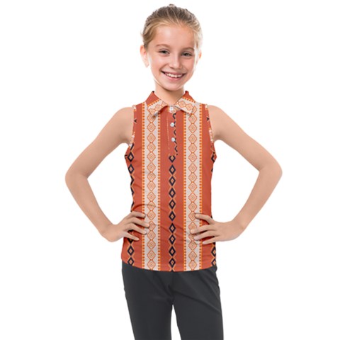 Geometrical Geometric Pattern Kids  Sleeveless Polo T-shirt by Sabxi