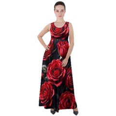 Red Roses Empire Waist Velour Maxi Dress by Sabxi