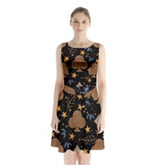 Seamless Pattern Repeat Repetition Sleeveless Waist Tie Chiffon Dress by Sabxi
