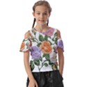 Embroidery Roses Floral Design Kids  Butterfly Cutout T-Shirt View1