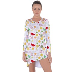 Pattern Seamless Texture Fruit Asymmetric Cut-out Shift Dress by Sabxi
