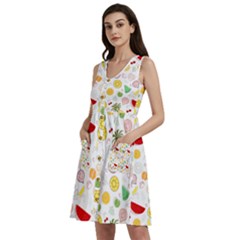 Pattern Seamless Texture Fruit Sleeveless Dress With Pocket by Sabxi