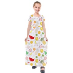 Pattern Seamless Texture Fruit Kids  Short Sleeve Maxi Dress by Sabxi