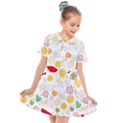 Pattern Seamless Texture Fruit Kids  Short Sleeve Shirt Dress by Sabxi