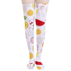Pattern Seamless Texture Fruit Thigh High Stockings by Sabxi