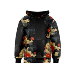 Korean Art Flowers Asian Pattern Kids  Pullover Hoodie by Sabxi