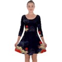 Korean Art Flowers Asian Pattern Quarter Sleeve Skater Dress View1