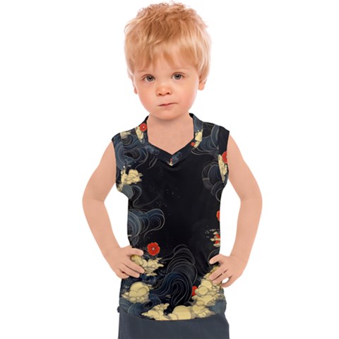 Korean Art Flowers Asian Pattern Kids  Sport Tank Top by Sabxi