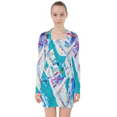Seascape V-neck Bodycon Long Sleeve Dress by bestdesignintheworld