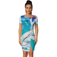 Seascape Fitted Knot Split End Bodycon Dress by bestdesignintheworld