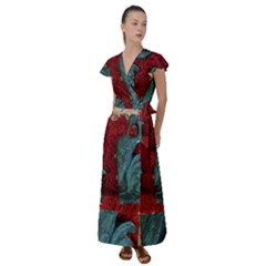 Cranes Flutter Sleeve Maxi Dress by bestdesignintheworld