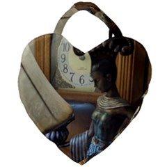 Clock And Lady Giant Heart Shaped Tote by bestdesignintheworld