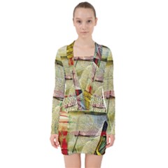 Fabrics V-neck Bodycon Long Sleeve Dress by bestdesignintheworld