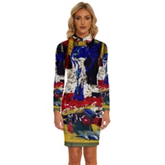 Abstract-1 Long Sleeve Shirt Collar Bodycon Dress by bestdesignintheworld