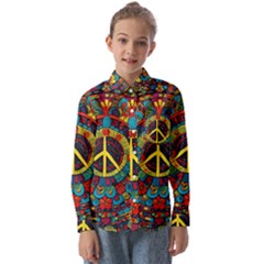 Peace Abstract Pattern Creative Drawing Kids  Long Sleeve Shirt by Posterlux