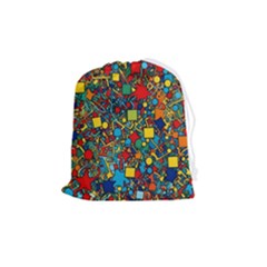 Shapes Pattern Drawstring Pouch (medium) by Posterlux