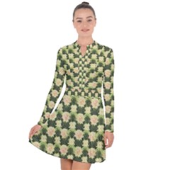 Retro 1880s Flowers Pattern 15 Long Sleeve Panel Dress by violetheavensky