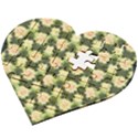 Retro 1880s Flowers Pattern 15 Wooden Puzzle Heart View2