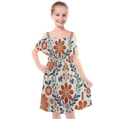 Retro Scandinavian Nordic Flowers Pattern 3 Kids  Cut Out Shoulders Chiffon Dress by violetheavensky